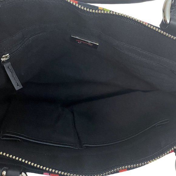 Talbots Floral Stripe Satchel - Black and Pink - Picture 7 of 15